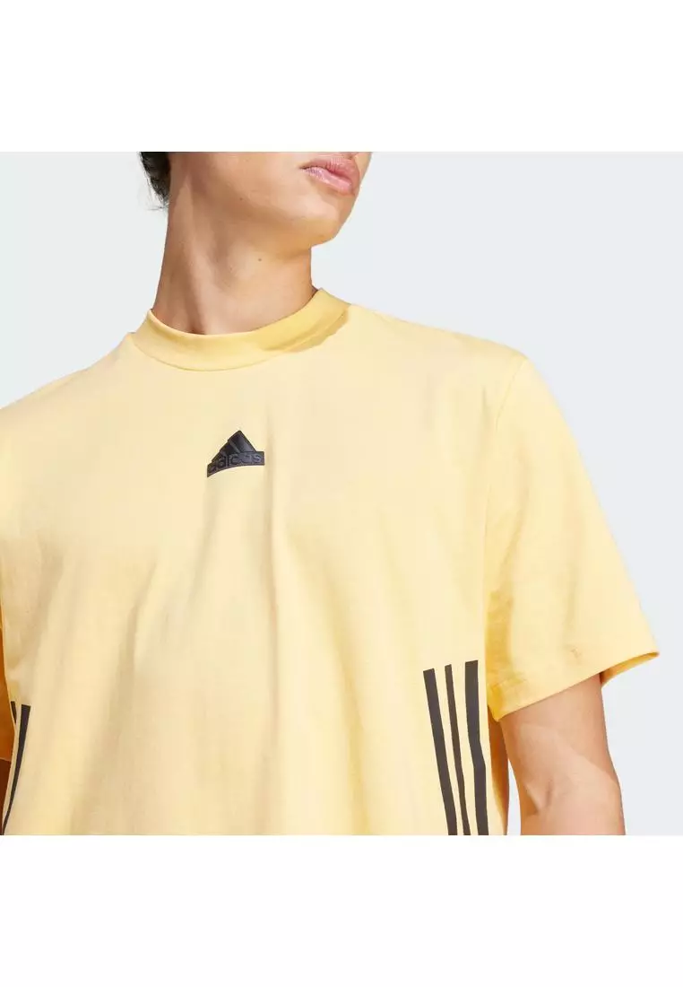 Yellow adidas 3 stripe t shirt top