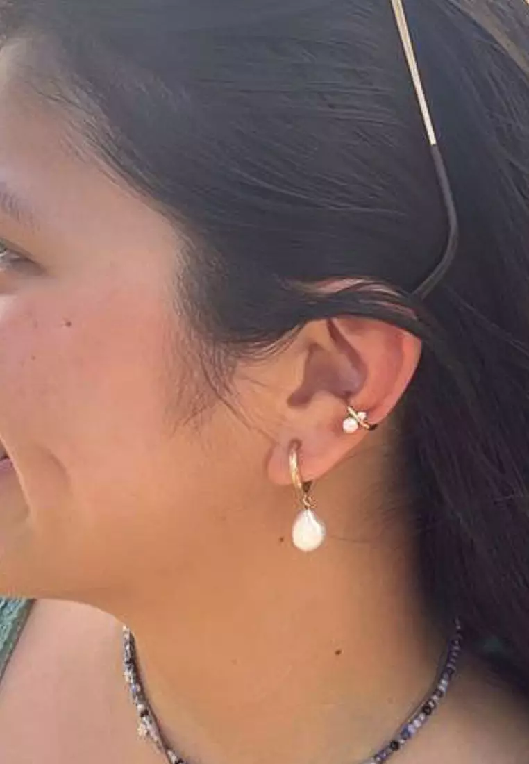 Vermeil Pearl Solo Cuff Earrings