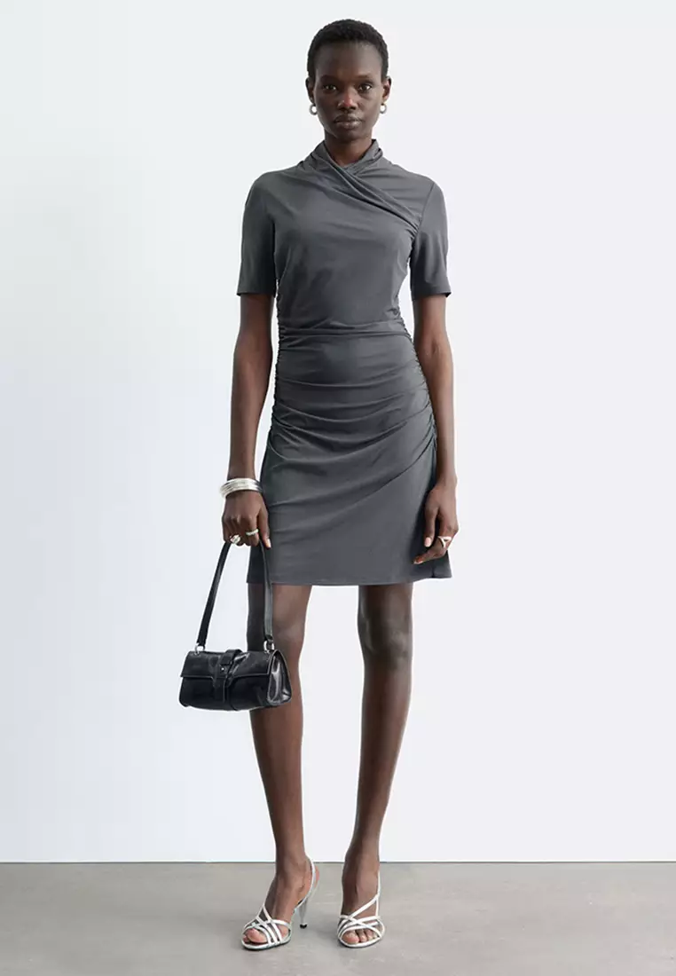 Draped Wrap Mini Dress