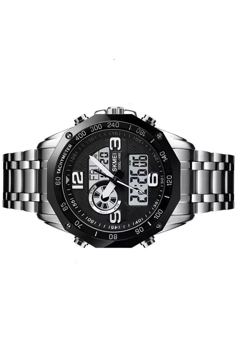 Jam Tangan Analog Digital Pria Waterproof Strap Tali Material Stainless Steel XV22 ORIGINAL