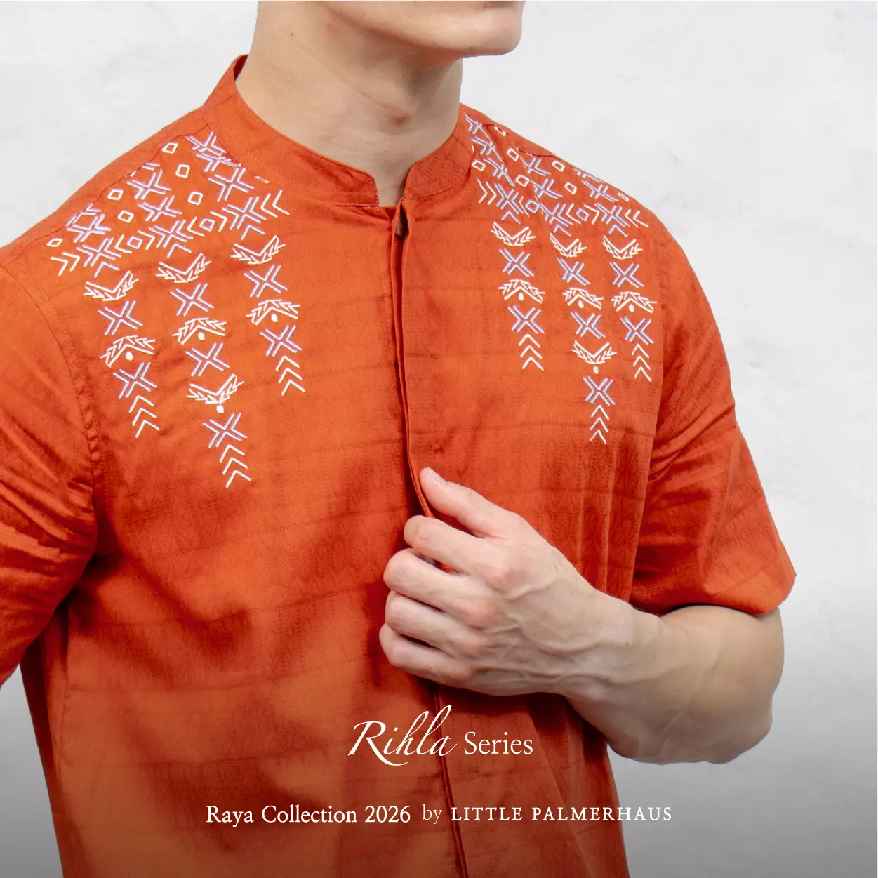 Little Palmerhaus - Baju Lebaran 2026 - Rihla Dad Koko Shirt (Baju Koko Pria Dewasa) Terracotta