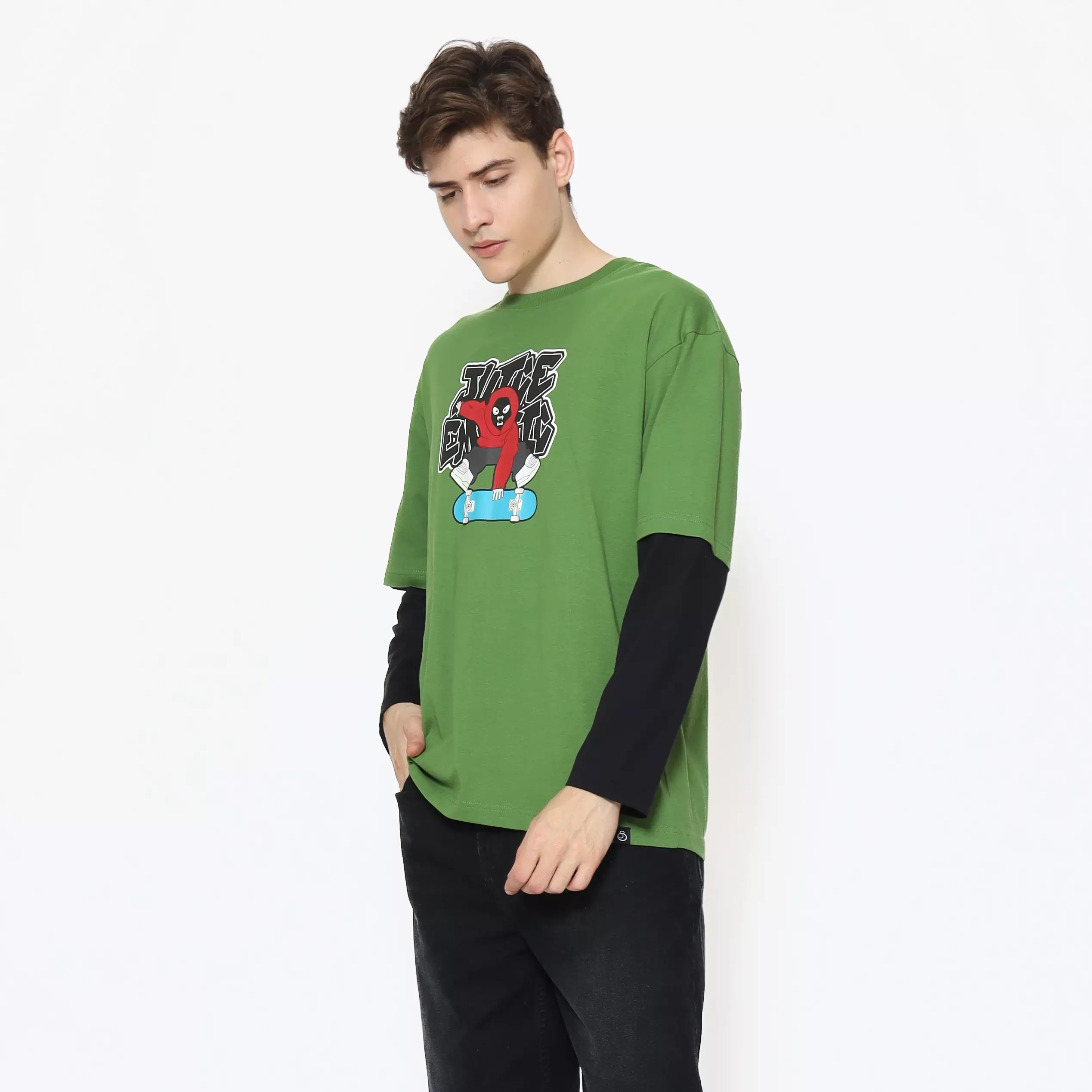 Juice Ematic Kaos Lengan Panjang Pria Vize Oversize Men Long Tee Planet Surf