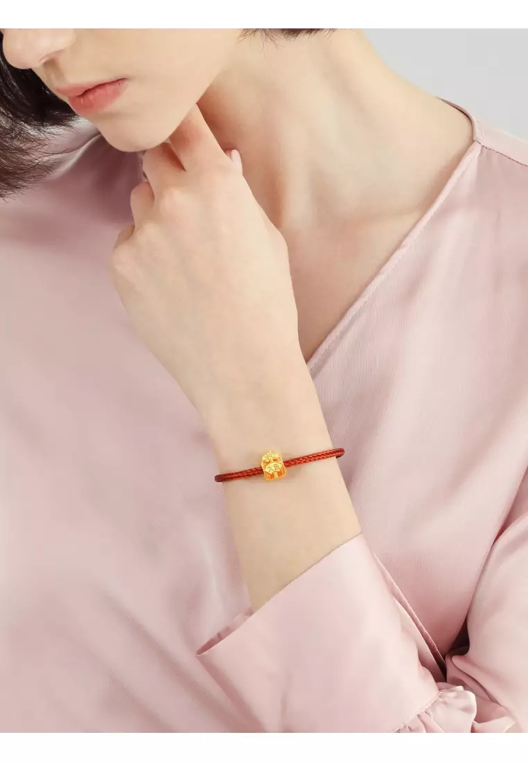 999 24K Solid Gold Blessings & Culture Auspicious Omamori Amulet Luck Fortune Charm 93822C (Bracelet not included)