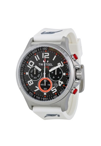 Pilot Special steel case chrono - Black dial White silicon strap with double injection Sahara Force India