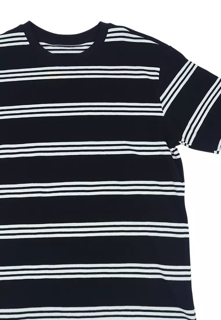 Men's Special Fabric Stripes T-Shirt - Black