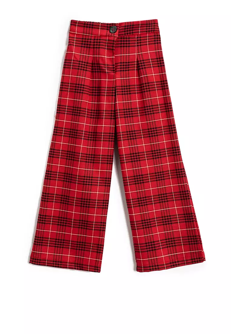 Red plaid hot sale trousers mens