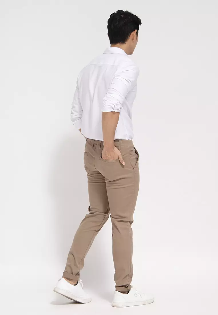 Celana Chinos Cotton Stretch Dark Beige OXCON