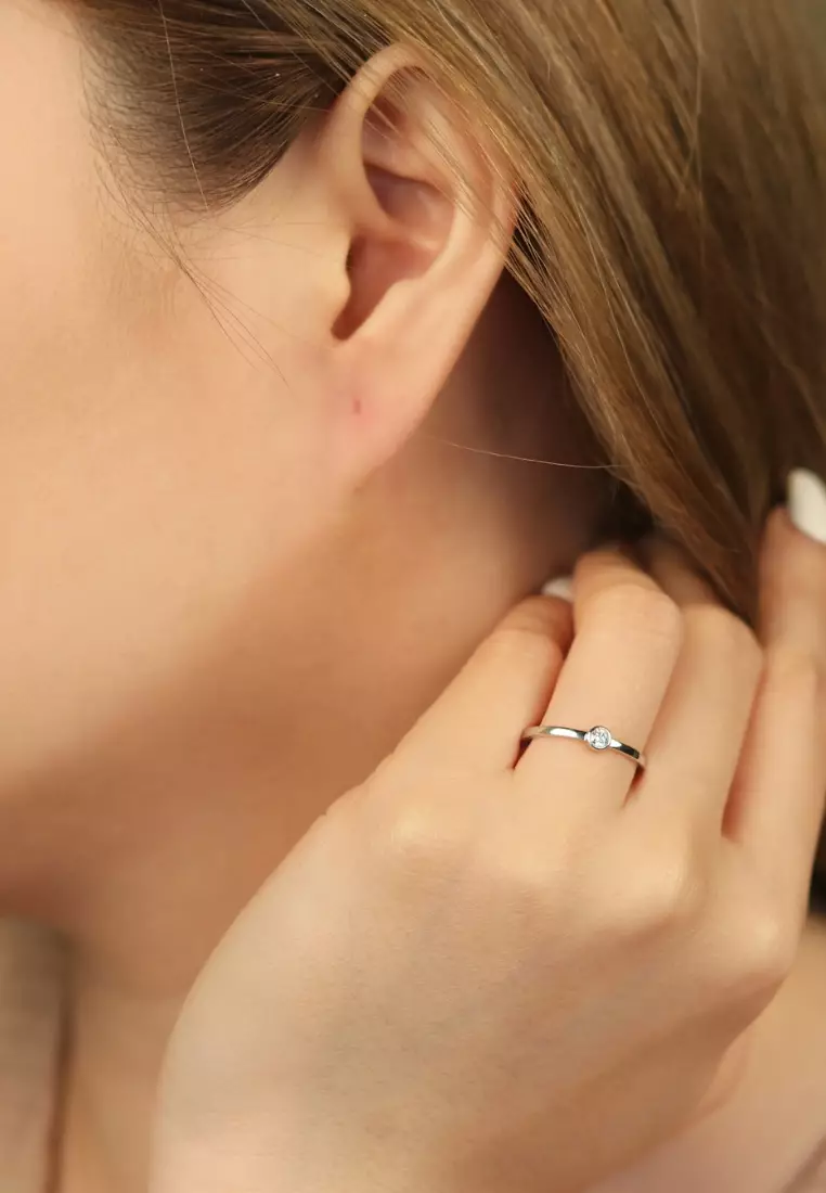 Solo Diamond Ring 14k White Gold