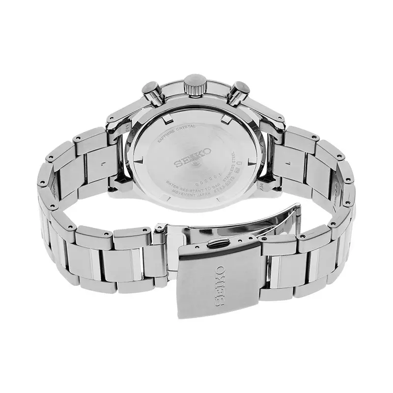 Jam Tangan Pria Seiko Chronograph SSB413P1 Discover More Black Dial Stainless Steel Strap