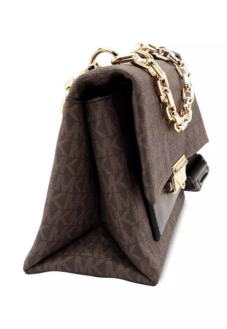 Cece Medium Logo Shoulder Bag - Dark Brown/Black