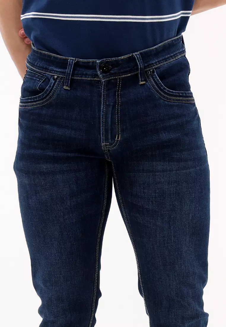 Denim Long Tapered Stretch Jeans