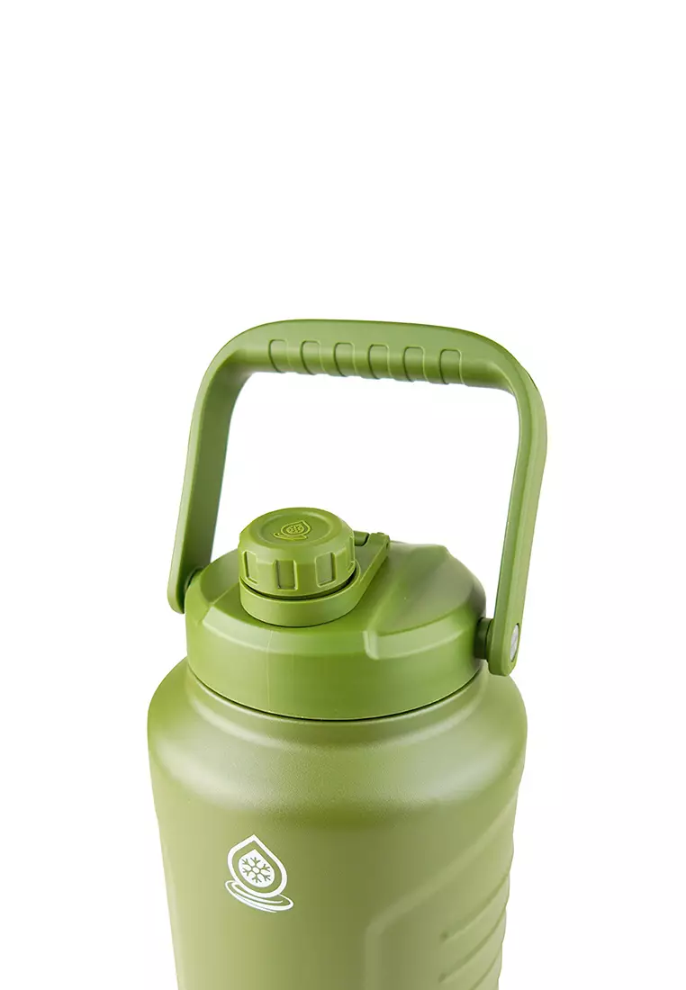 128oz V2 Hunter Green White Wide Mouth Water Bottle