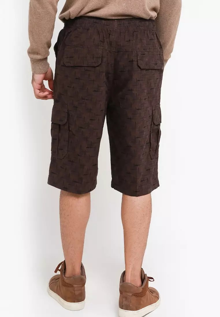 NX Celana Pendek Karet Cargo Printing Coklat Pria