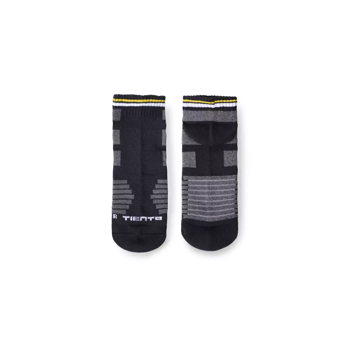 Tiento Compression Socks Short Ankle Black White Yellow Line Kaos Kaki Olahraga Hitam With Anti Bacterial Technology