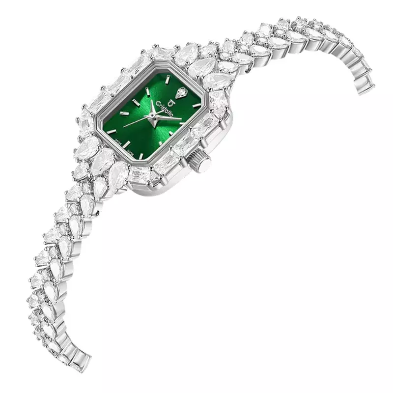 Jam Tangan Wanita Cristallo CS1008-2387S Elegance Green Dial Original