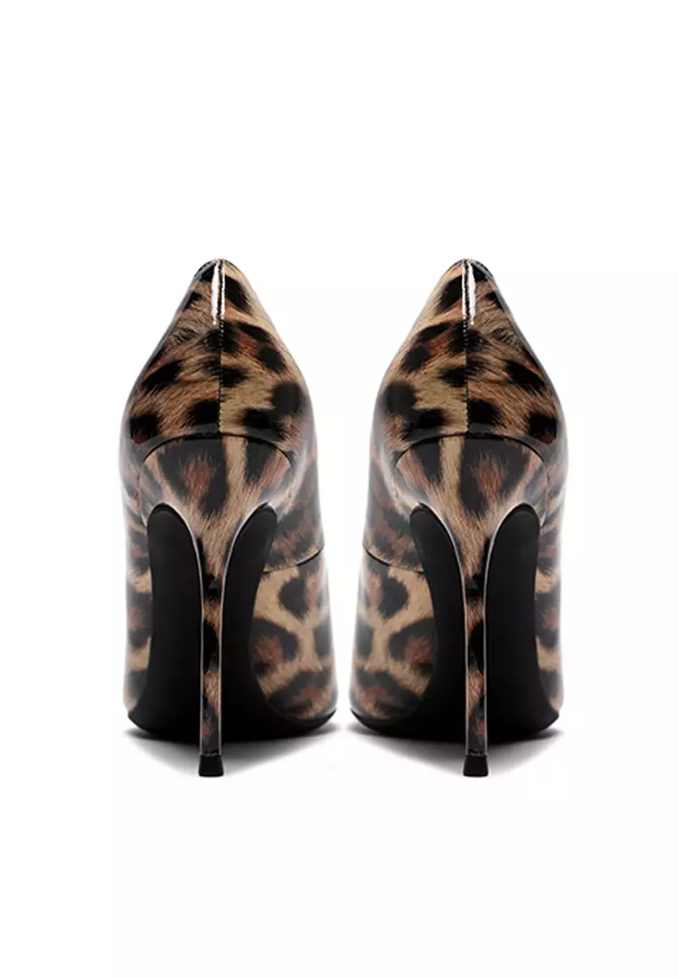 10CM Leopard Patent Pointed High Heel Shoes HZL210