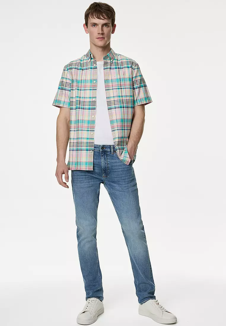 Easy Iron Pure Cotton Check Oxford Shirt