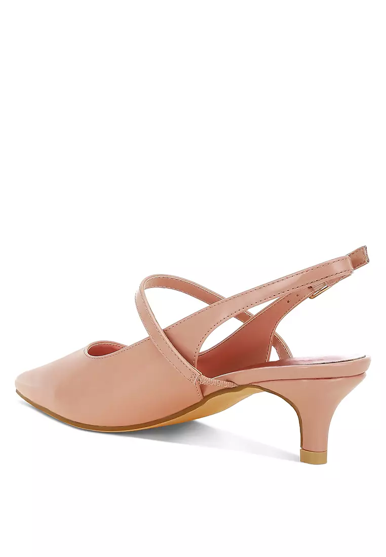 Sandal Slingback Hak Kucing dalam Warna Pink