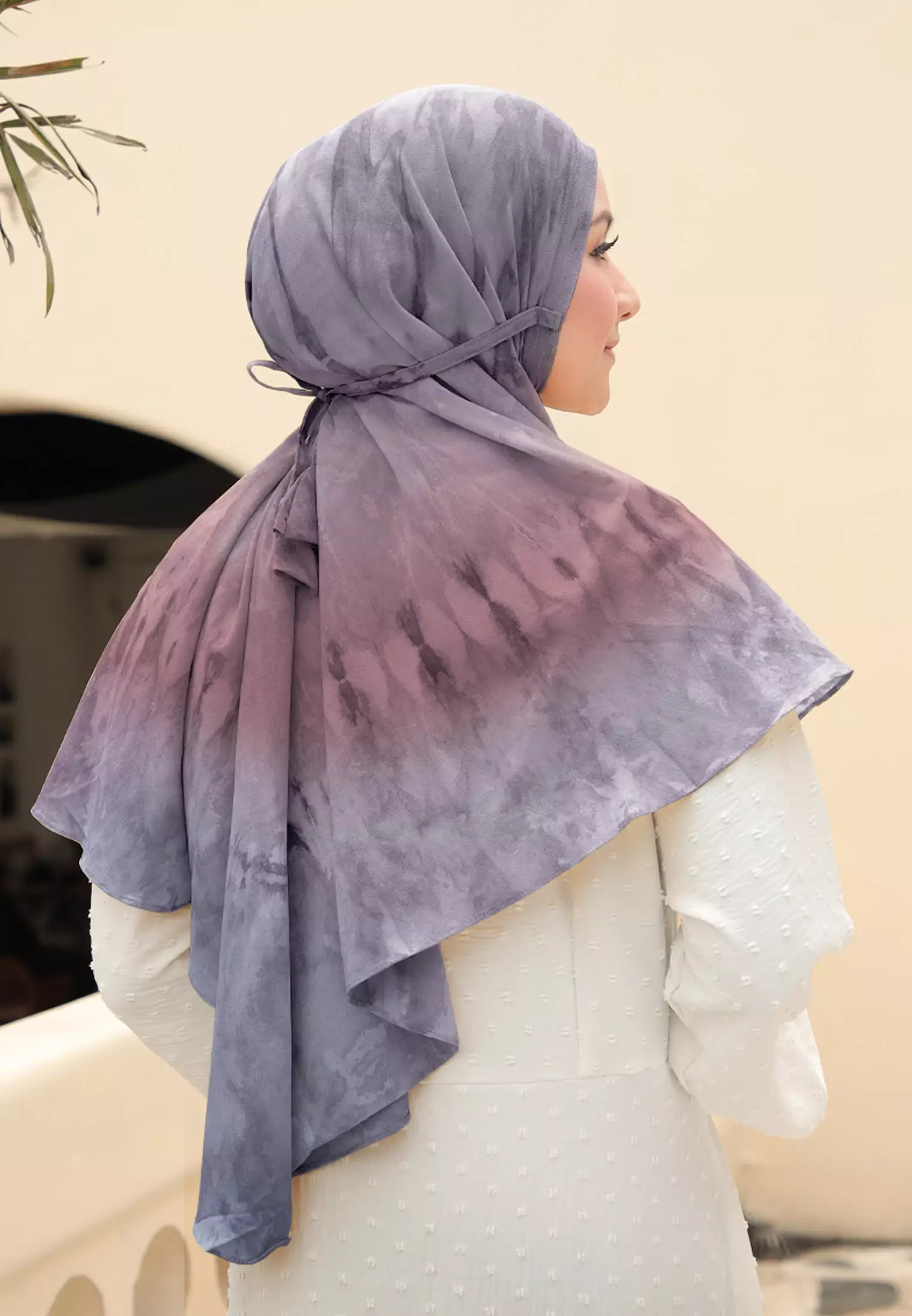 Hijab Instan Lavanya Bergo Tie Dye Tali Diamond - Dusty Lavender