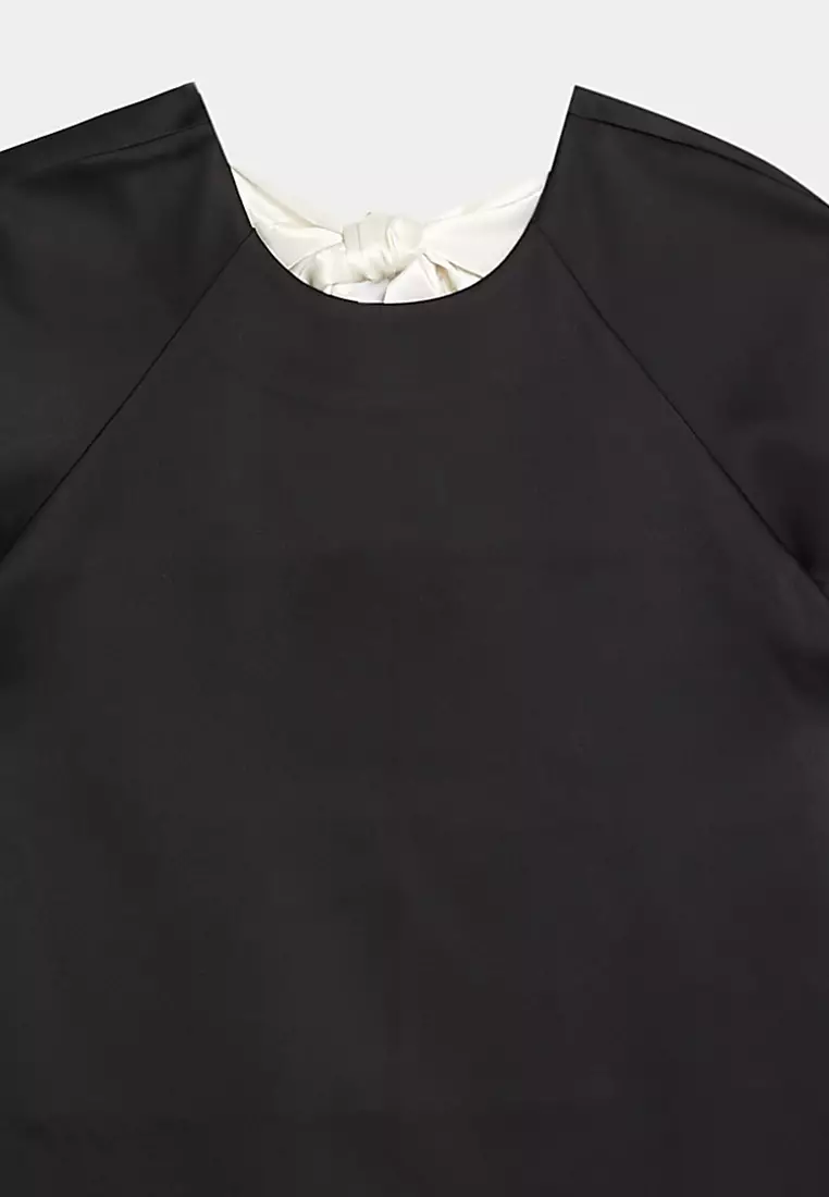 Bow Detail Round Neck Mini Shift Dress