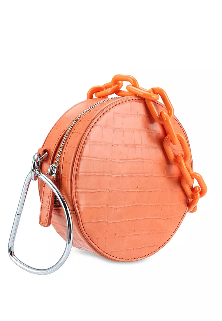 Red round handbag store