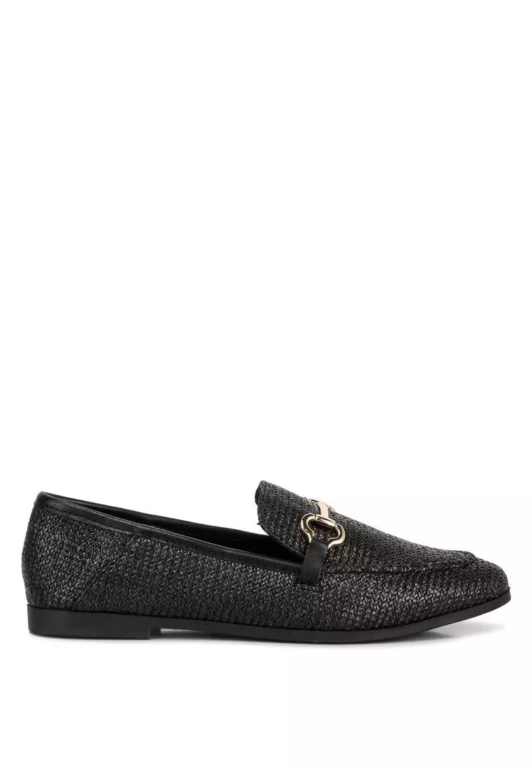 Discount on London Rag  shoes - SKU: Black Horsebit Detail Flat Loafers