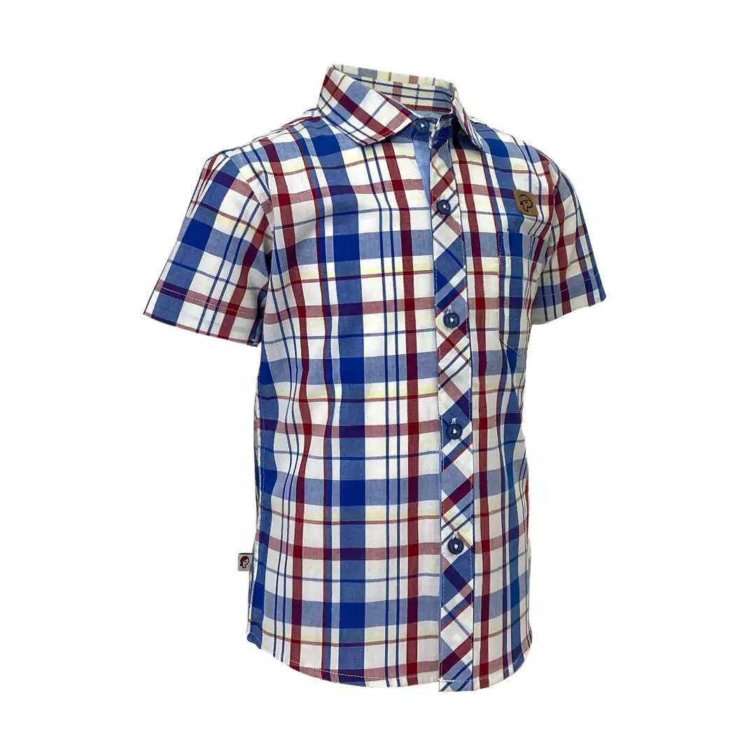 Pingu Kemeja Anak Laki Laki Kotak-Kotak Pendek Biru 92200132