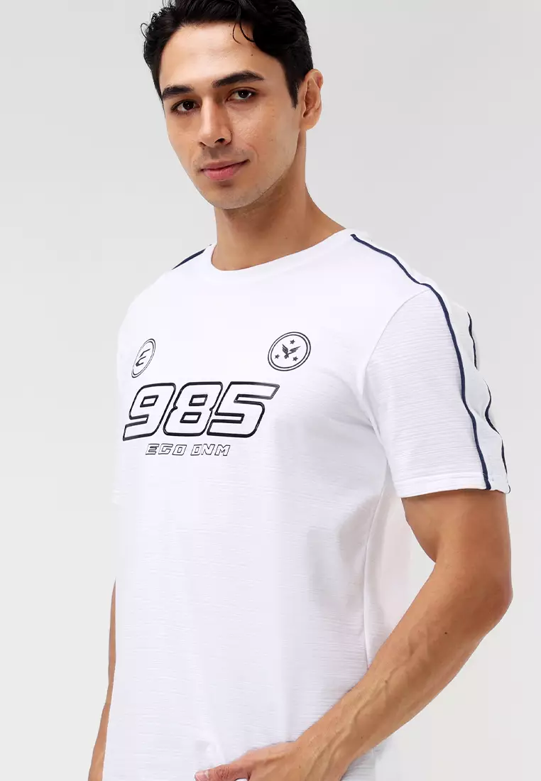 Round Neck Streaky Short Sleeves T-Shirt