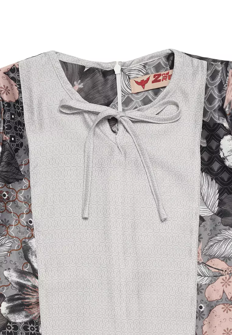 Baju Gamis Anak Perempuan Lentera Bunga Dark Grey - ADORABLE