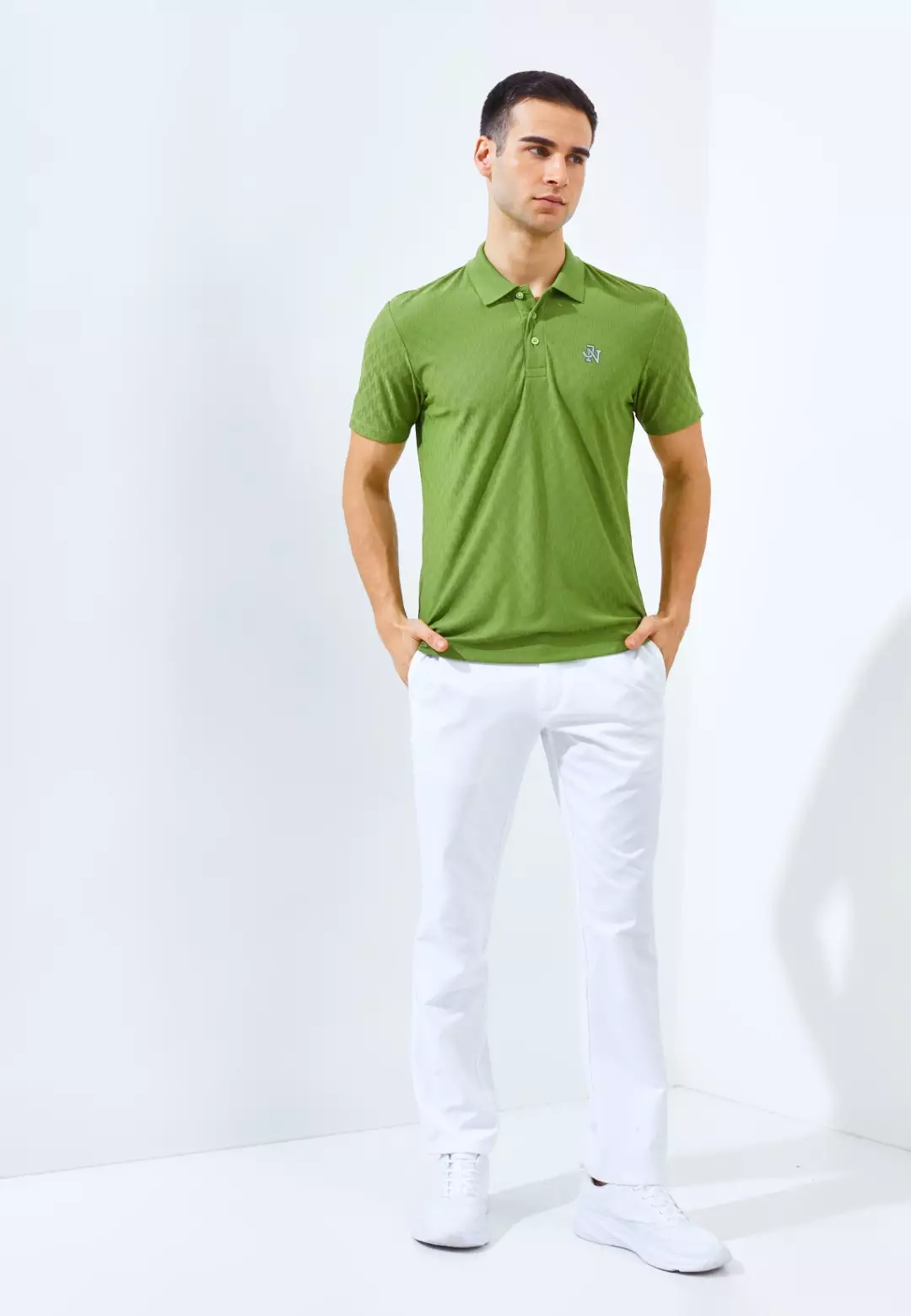 Jack Nicklaus Odyssey Polo Shirt Pria Slim Fit Grasshopper Green