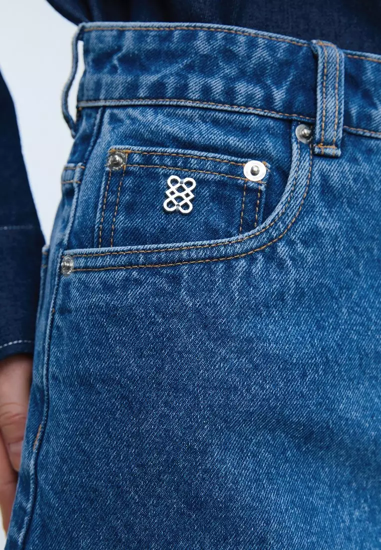 High Waist Tailored Mini Shorts - Blue