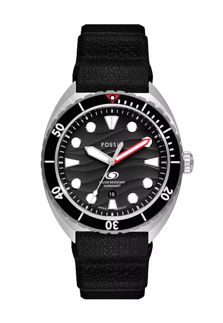 Stainless Steel 22mm Black Silicone Watch Strap Fossil Fossil