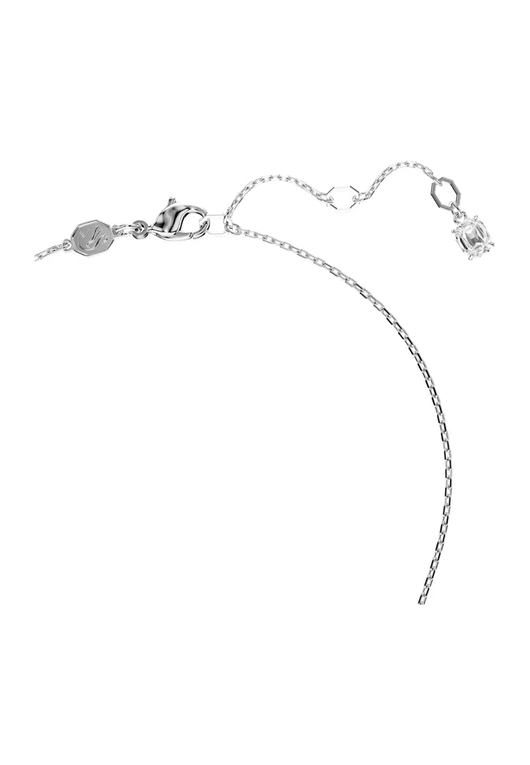 Idyllia pendant, Heart, White, Rhodium plated