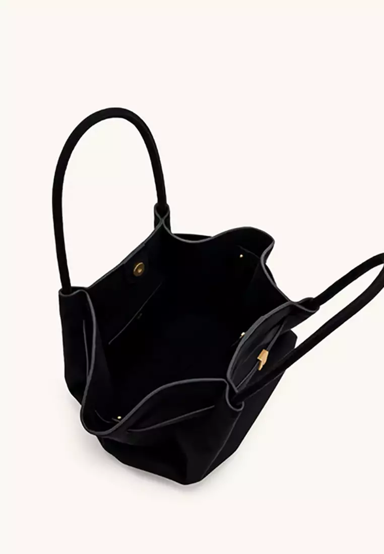 Hana Medium Faux Suede Tote Bag - Black
