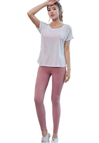 Buy B Code Zyg3104 Lady Quick Drying Running Fitness Yoga Sports Bra Top And Leggings Three Pieces Set Pink Online Zalora Malaysia