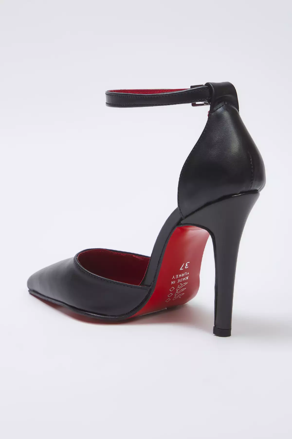 Black Ankle Strap Pointed Toe Women Stiletto Thin Heels Shoes Takss25To00089