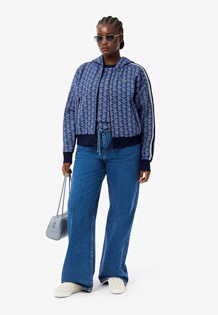 Monogram Jacquard Zip Front Hoodie