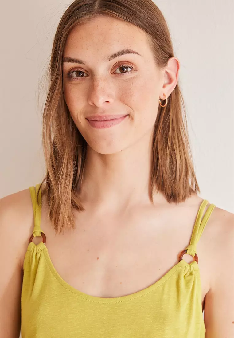 Green Linen Vest Top