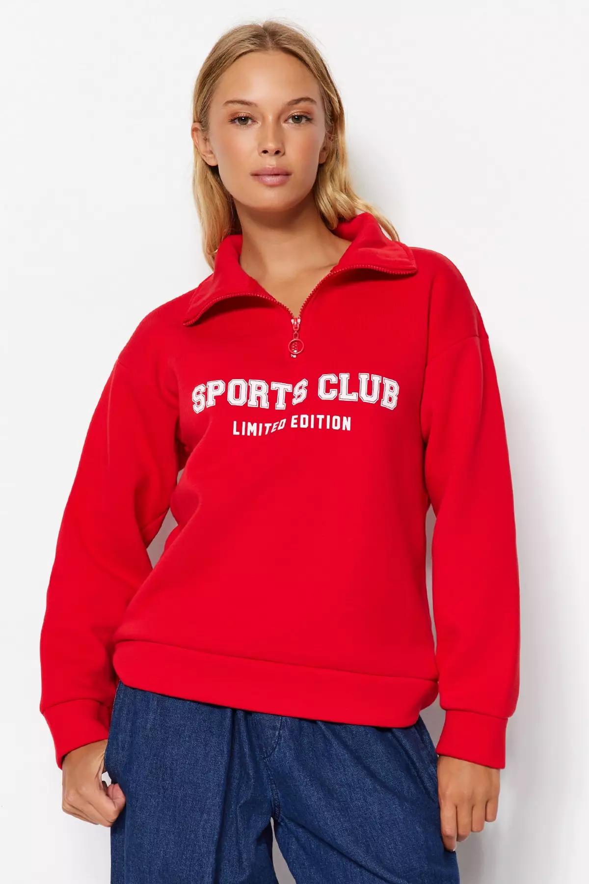 Red pullover shop fleece