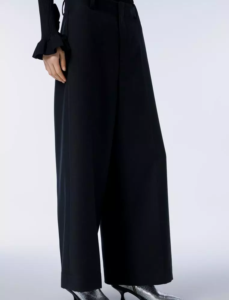 Straight Cut Wide Leg Long Pants