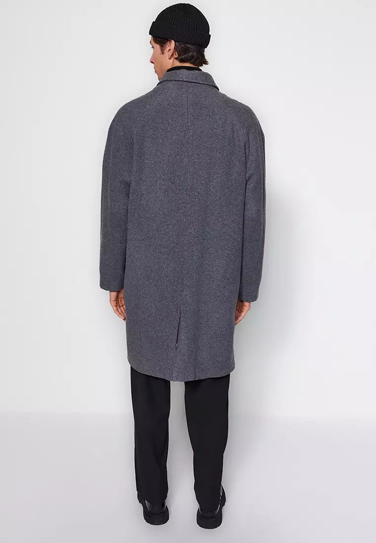 Anthracite Unisex Regular Fit Wool Blend Winter Coat