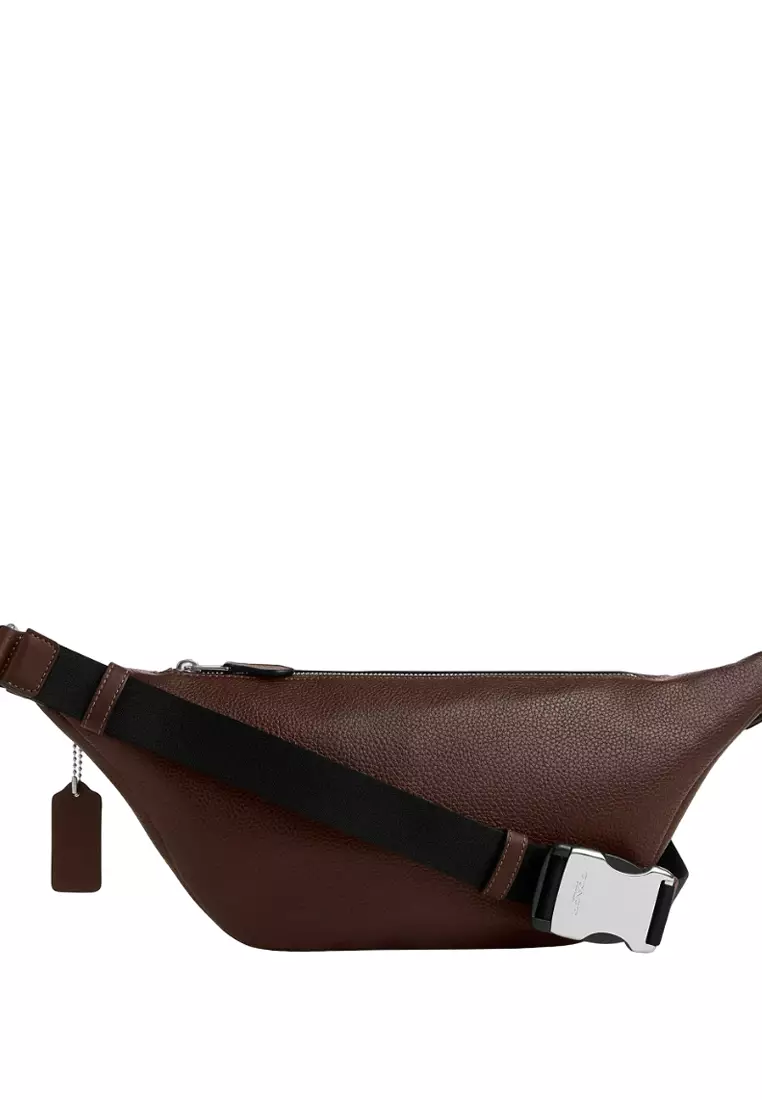 Coach Mens Warren Belt Bag In Signature Jacquard Maple Brown