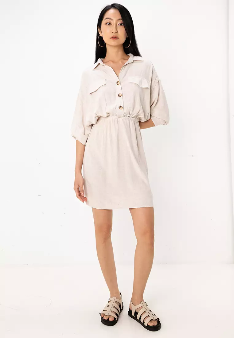 Buy ASOS Design Linen Drop Shoulder Shirt Dress 2026 Online | ZALORA  Philippines