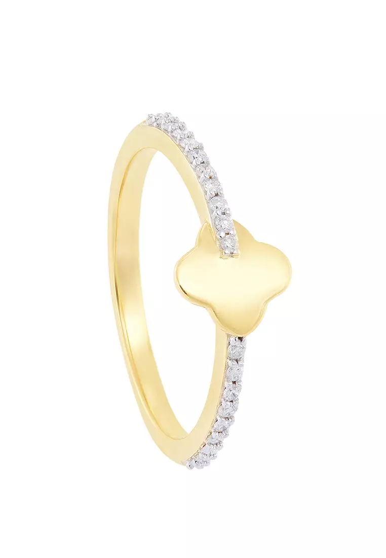 Gold 2024 clover ring