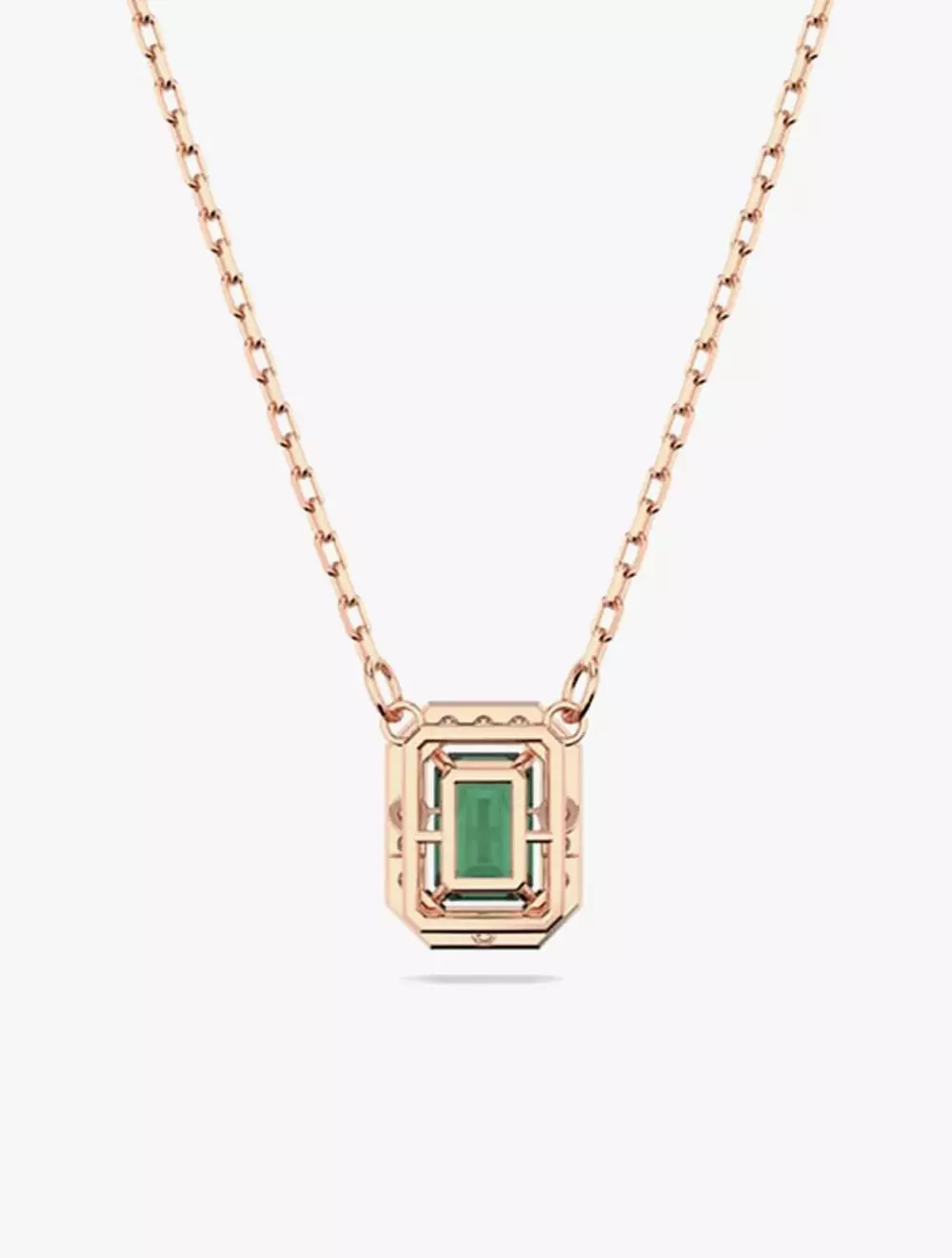 Millenia Necklace, Octagon Cut, Green, Rose Gold-Tone Plated - Green