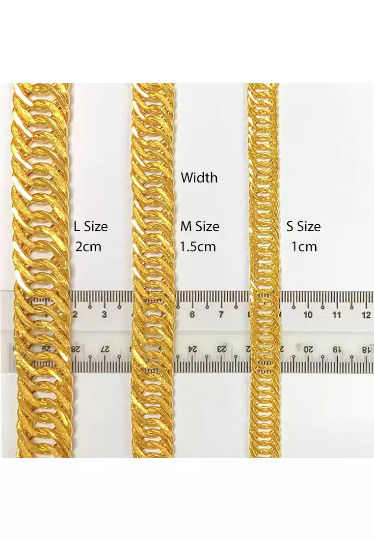 375/9K Gold Hollow Double Centipede Chain Bracelet T025 (2CM)