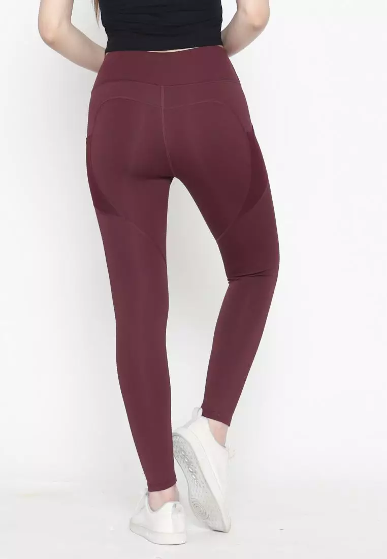 FITWEAR - ROSE SPORT LEGGING POCKET PJ MEDIUM WAIST - BURGUNDY