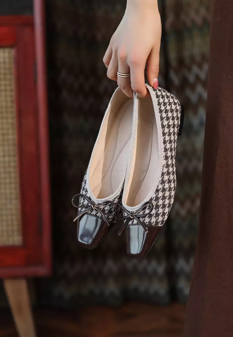Square Toe Woven Fabric Ballerina XJ877-1