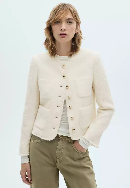 Tweed Jacket With Jewel Buttons