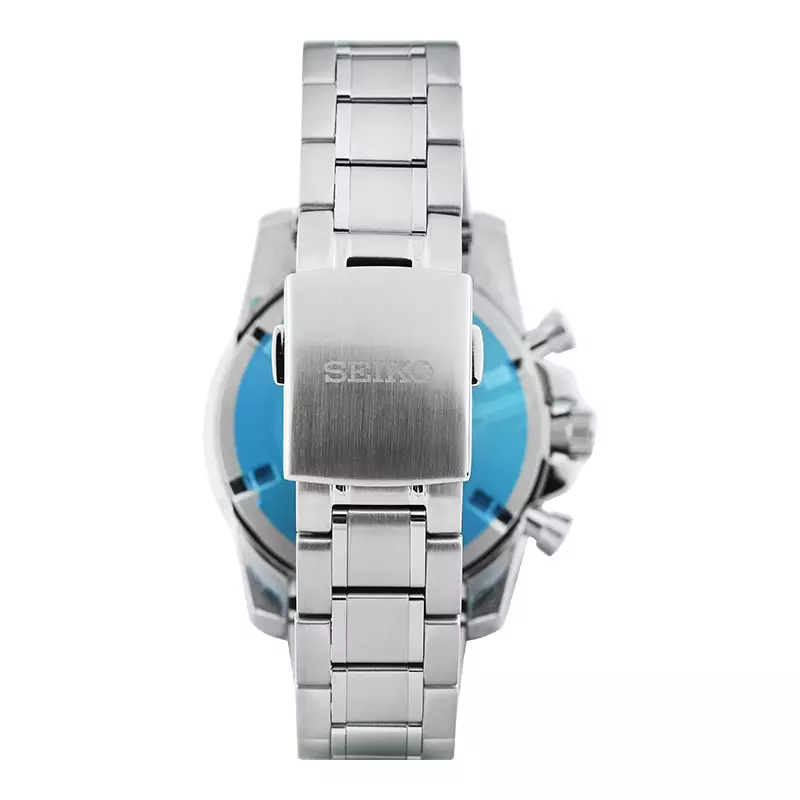 Jam Tangan Pria Seiko Sportura SNAE61P1 Chronograph Black Dial Stainless Steel Strap